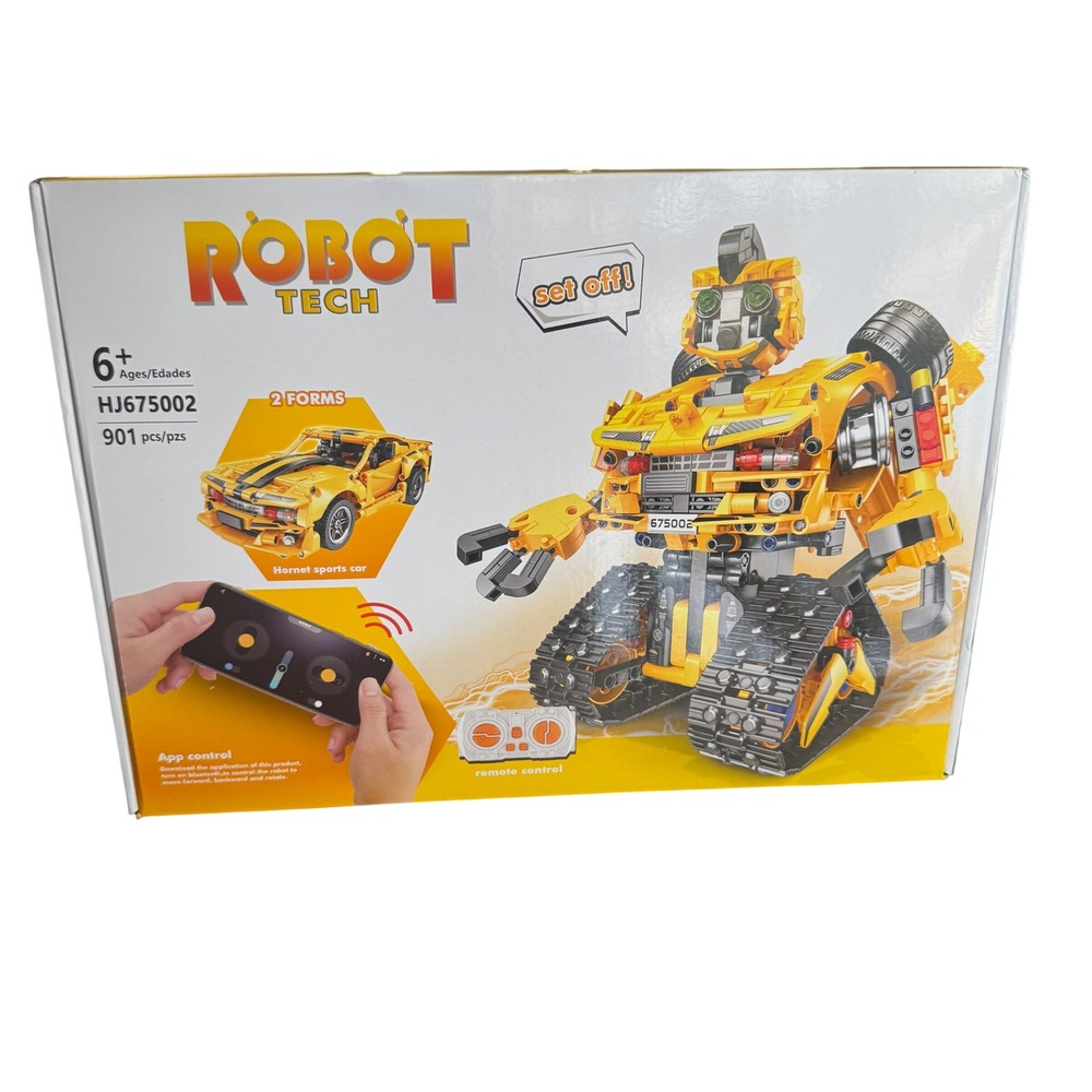 Robot Tech HJ675002 2-in-1 Building Block Set 901pcs RC App Control Hornet Robot